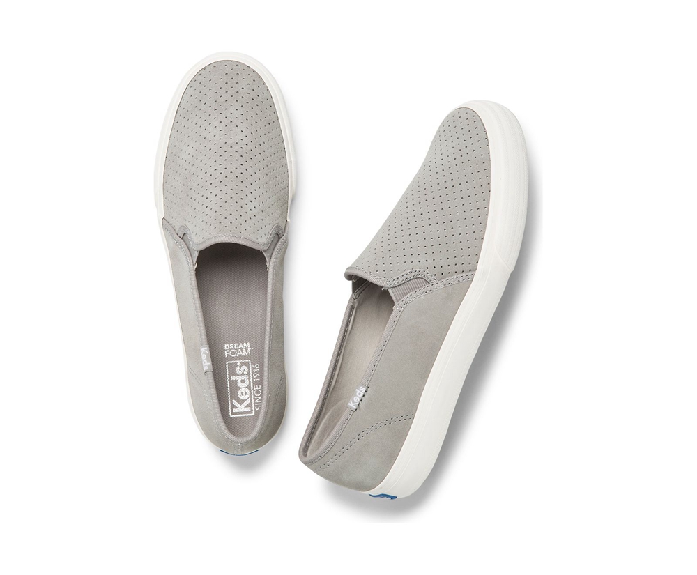 Keds Slip Ons Damen Grau - Double Decker Perf Suede - KPG-278604